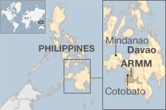 A map showing Davao's location within in the Philippines