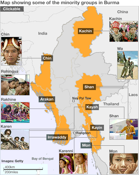 Map showing Burma ethnic diversity