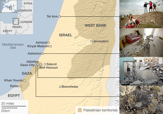 map of gaza and israel