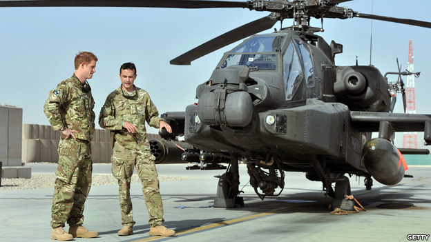 Prince Harry at the helicpter base