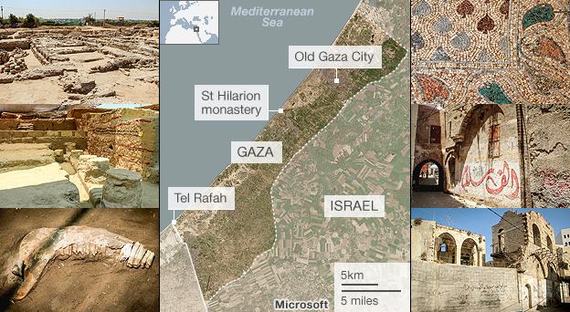 Map of Gaza showing several locations