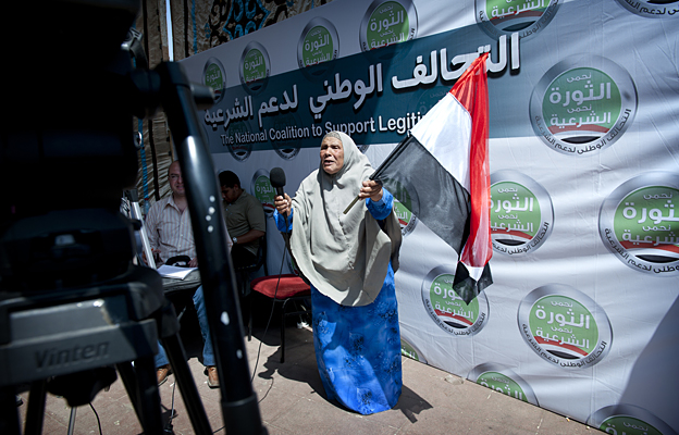 A woman with a flag