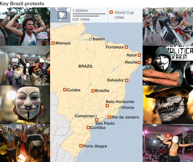 Brazil protests map