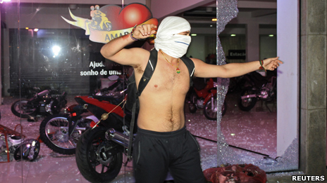 Protesters in Porto Alegre