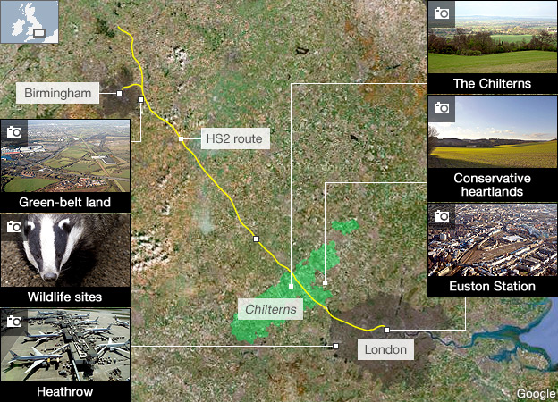 Interactive map of High Speed 2 proposed route