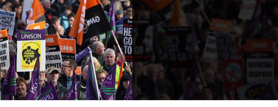 Photo: Demonstrators with signs and banners