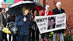 Protesters at the inquiry