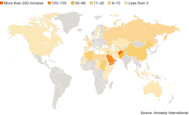 Map countries that have had citizens detained in the US Guantanamo Bay facility