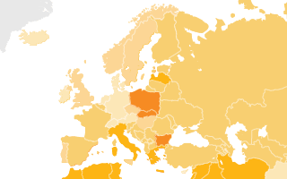 European map showing youth unemployment for 2002