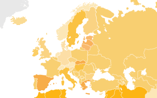 European map showing youth unemployment for 2007